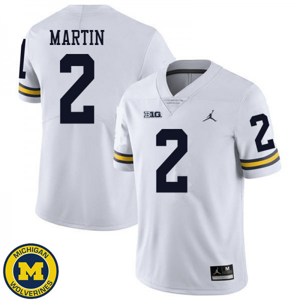 Men Michigan Wolverines #2 Oliver Martin White Jordan Brand University Football Jersey